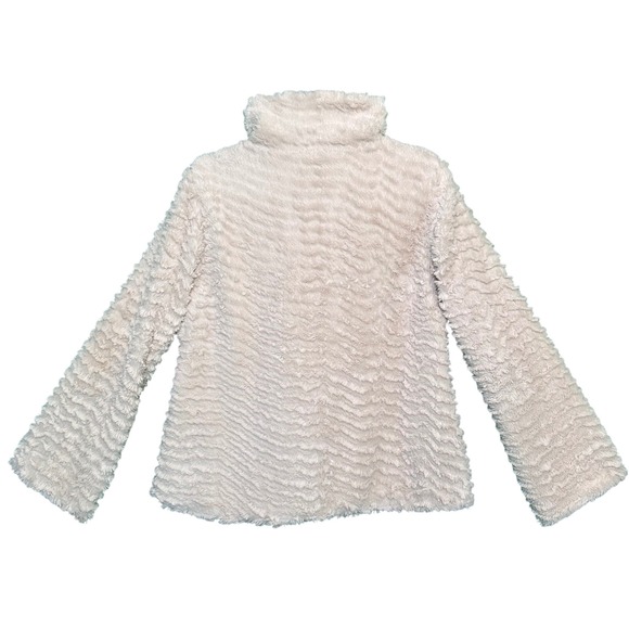 Patagonia Womens Jacket M Pelage Raschel Fleece Fur Wrap Asymmetrical Cream - Picture 10 of 13